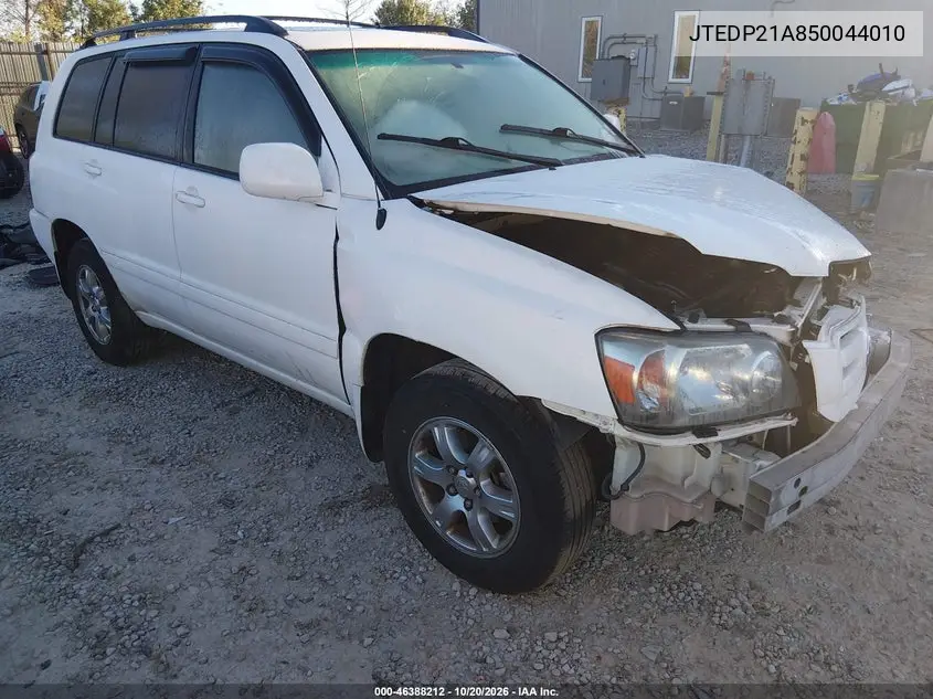 TOYOTA HIGHLANDER 2005, VIN JTEDP21A850044010