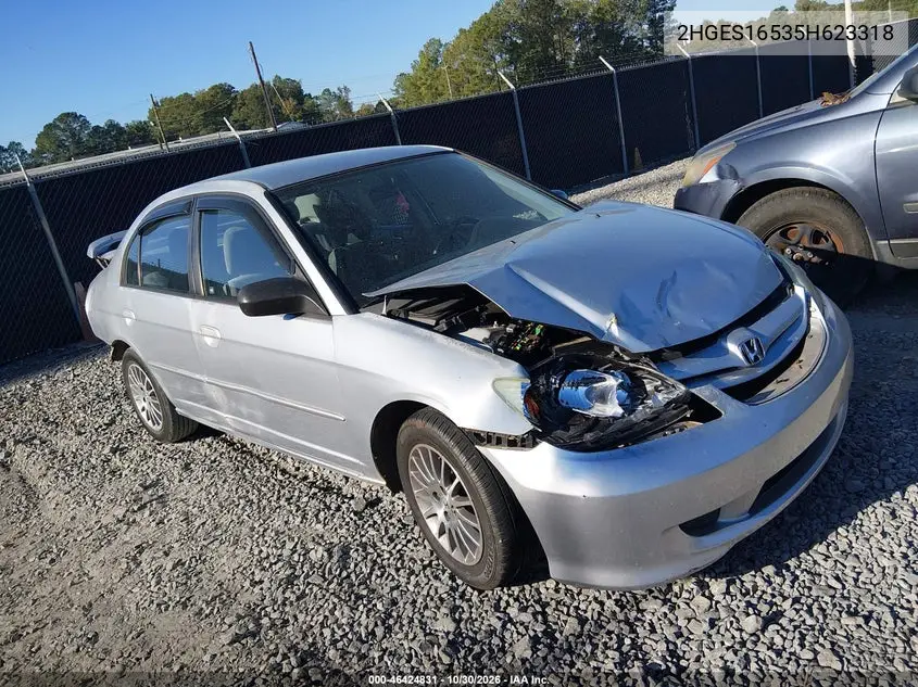 HONDA CIVIC 2005, VIN 2HGES16535H623318