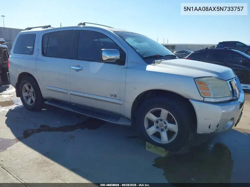 NISSAN ARMADA 2005, VIN 5N1AA08AX5N733757