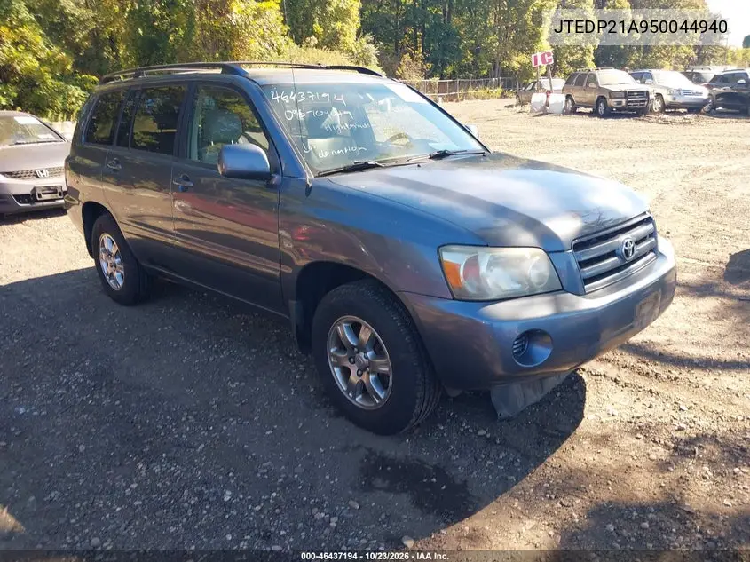 TOYOTA HIGHLANDER 2005, VIN JTEDP21A950044940