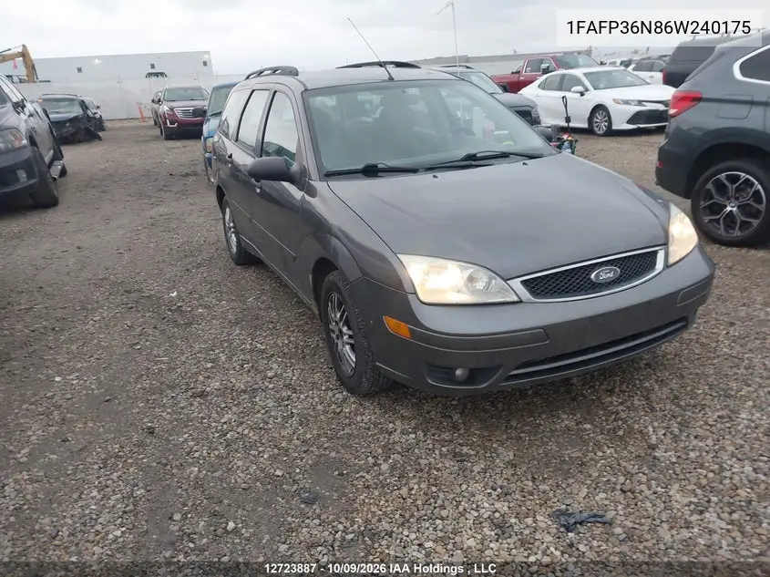 FORD FOCUS 2006, VIN 1FAFP36N86W240175