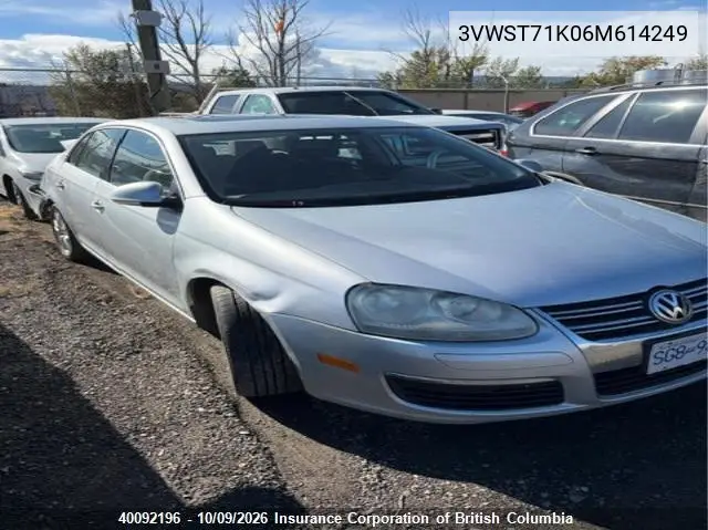 VOLKSWAGEN JETTA 2006, VIN 3VWST71K06M614249