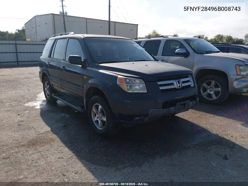 HONDA PILOT 2006, VIN 5FNYF28496B008743