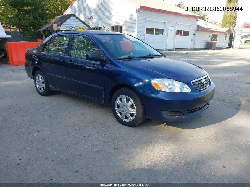 TOYOTA COROLLA 2006, VIN JTDBR32E860088944