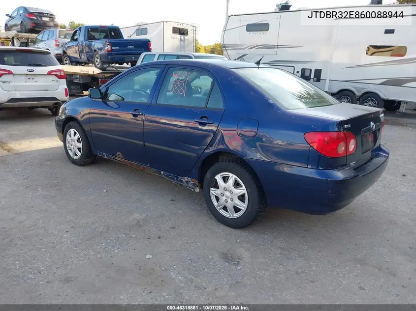 2006 TOYOTA COROLLA VIN JTDBR32E860088944 — фото 3