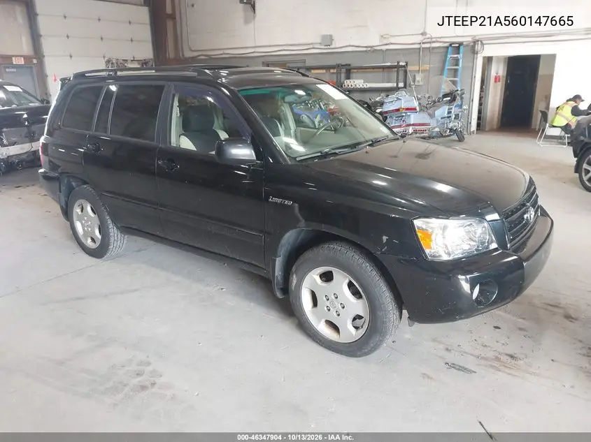 TOYOTA HIGHLANDER 2006, VIN JTEEP21A560147665