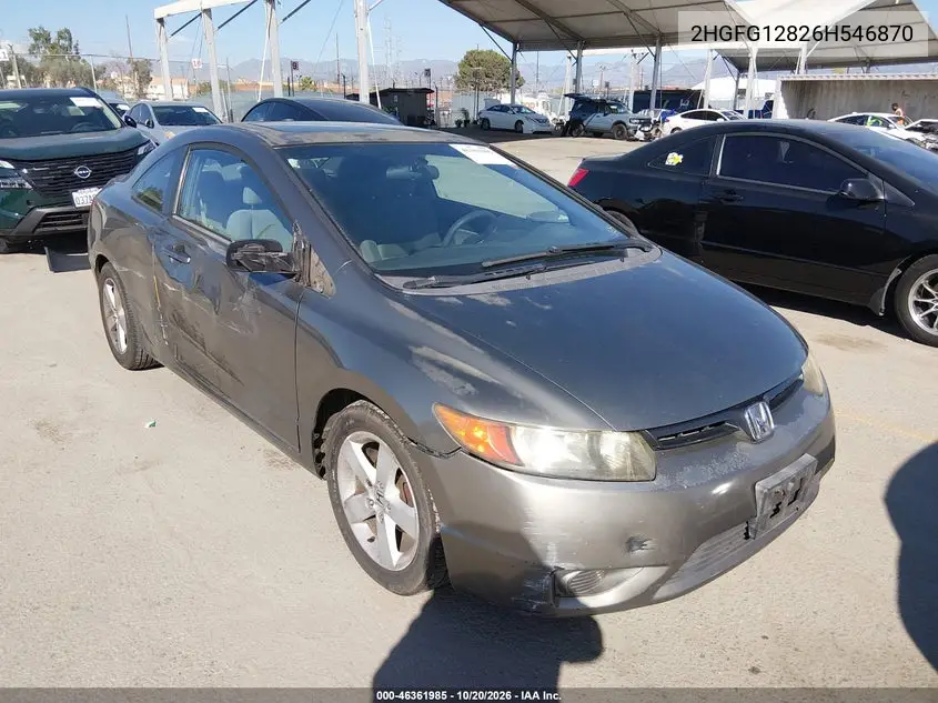 HONDA CIVIC 2006, VIN 2HGFG12826H546870