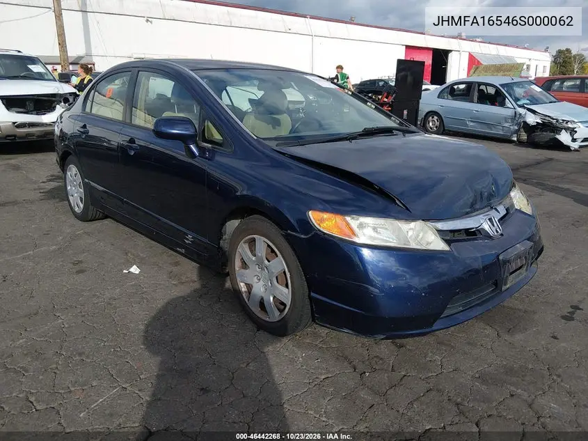 HONDA CIVIC 2006, VIN JHMFA16546S000062