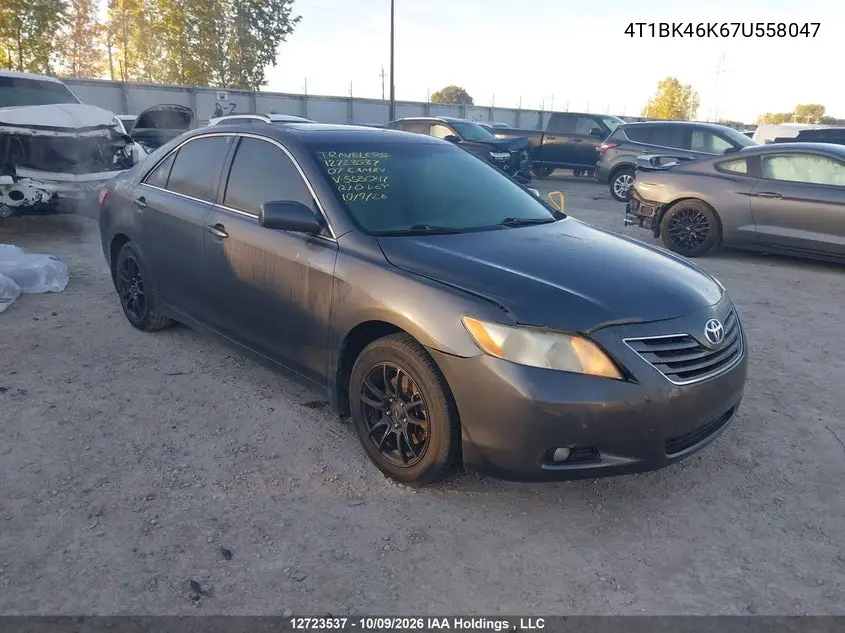 TOYOTA CAMRY 2007, VIN 4T1BK46K67U558047