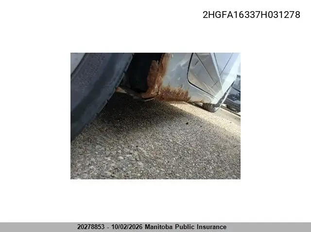 2007 HONDA CIVIC VIN 2HGFA16337H031278 — фото 5