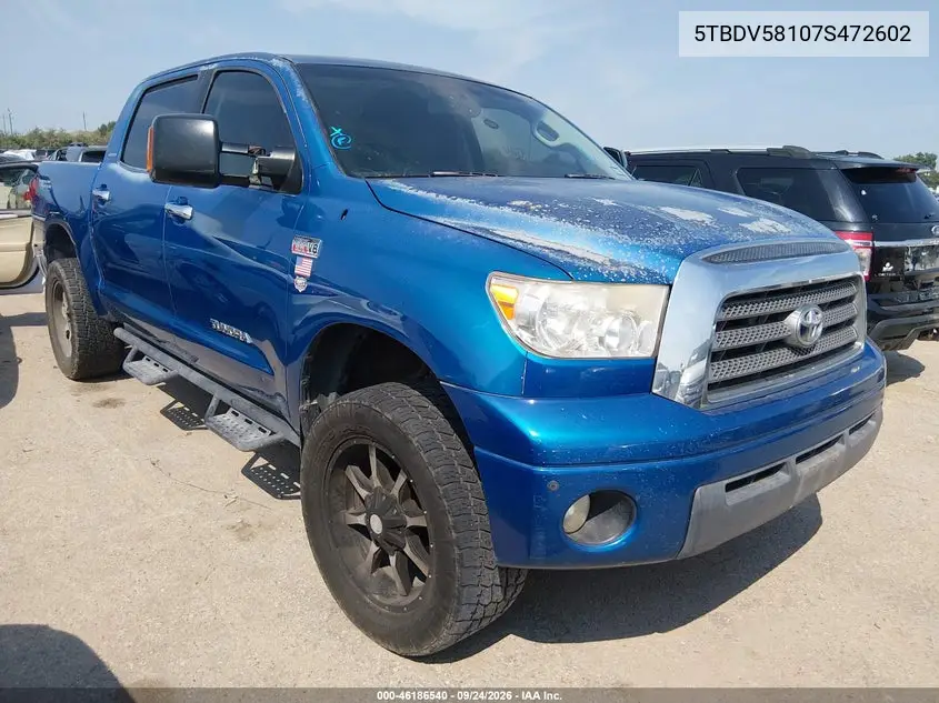 TOYOTA TUNDRA 2007, VIN 5TBDV58107S472602