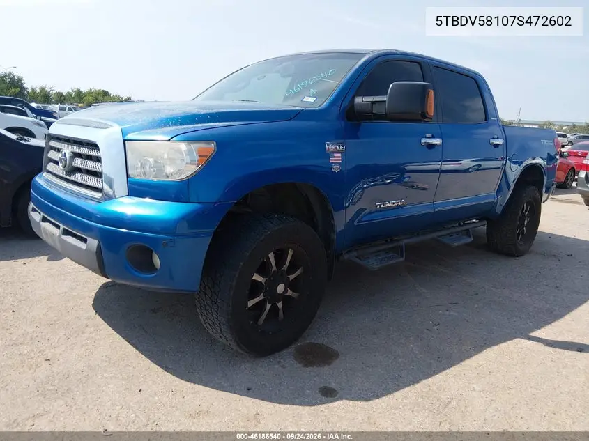 2007 TOYOTA TUNDRA VIN 5TBDV58107S472602 — фото 2