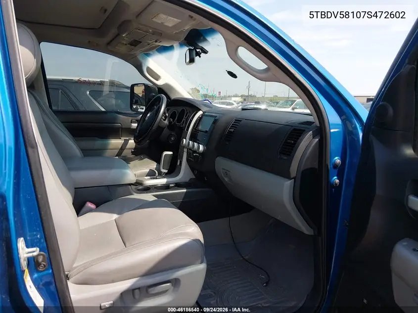 2007 TOYOTA TUNDRA VIN 5TBDV58107S472602 — фото 5