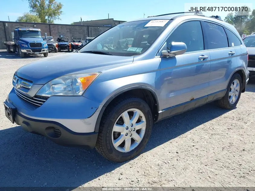 2007 HONDA CR-V VIN JHLRE48717C008170 — фото 2