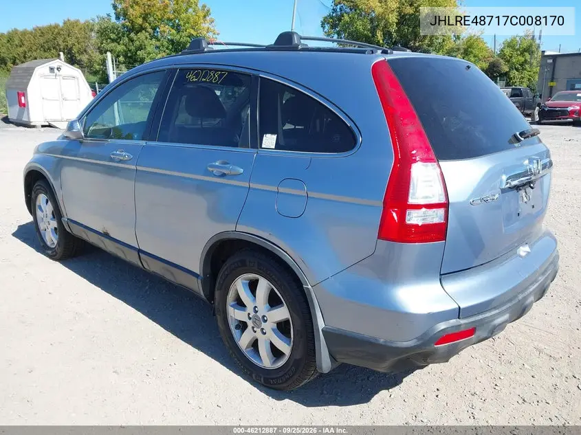 2007 HONDA CR-V VIN JHLRE48717C008170 — фото 3