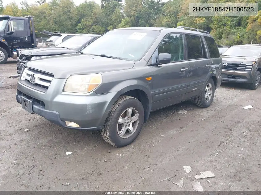 2007 HONDA PILOT VIN 2HKYF18547H500523 — фото 2