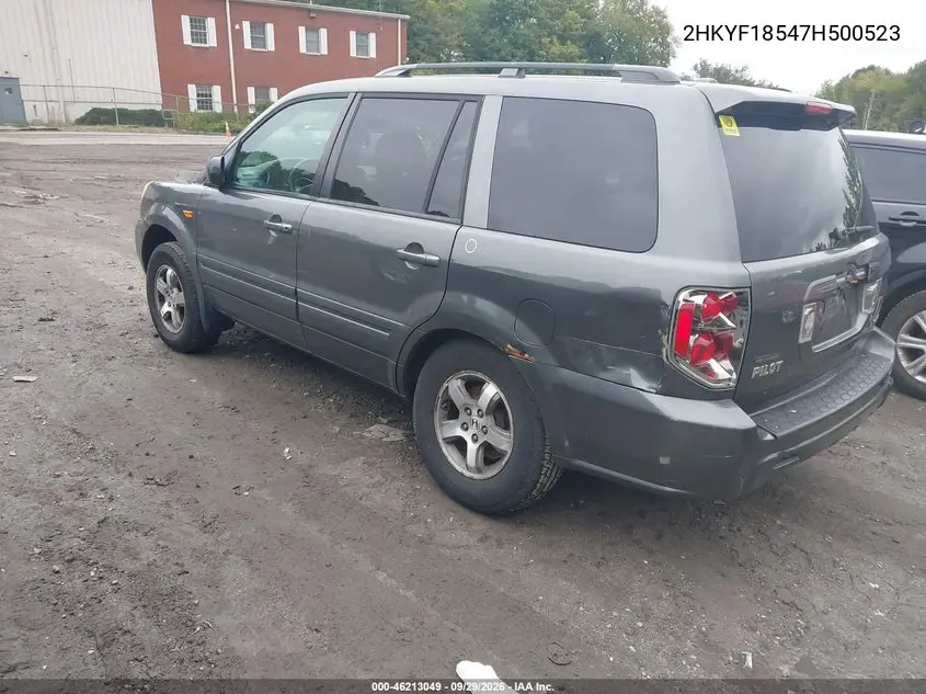 2007 HONDA PILOT VIN 2HKYF18547H500523 — фото 3