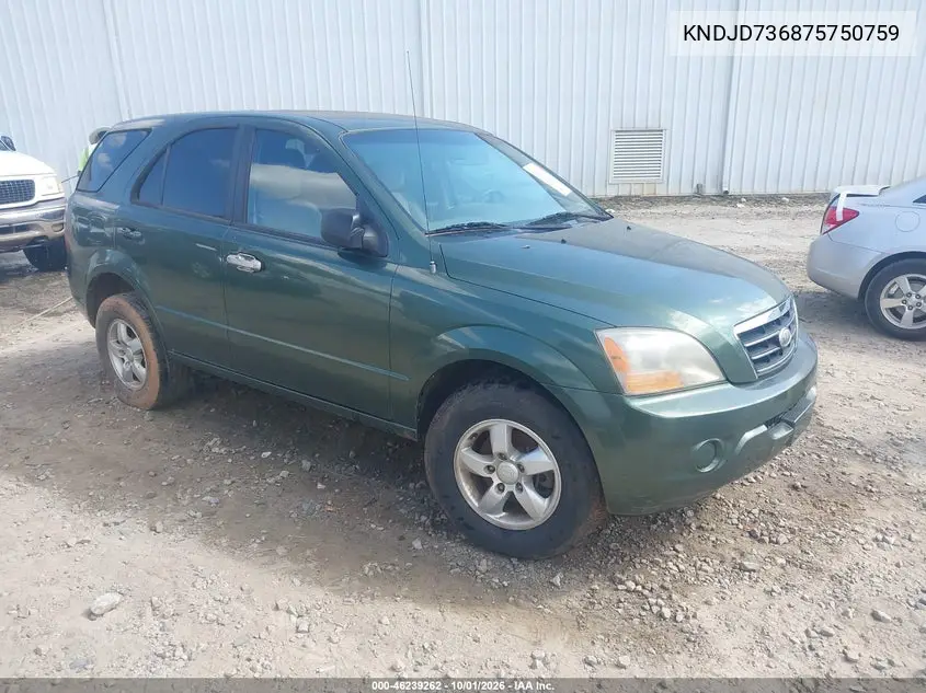 KIA SORENTO 2007, VIN KNDJD736875750759