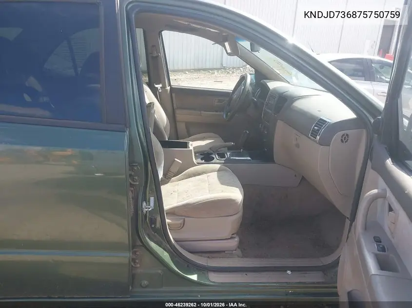 2007 KIA SORENTO VIN KNDJD736875750759 — фото 5