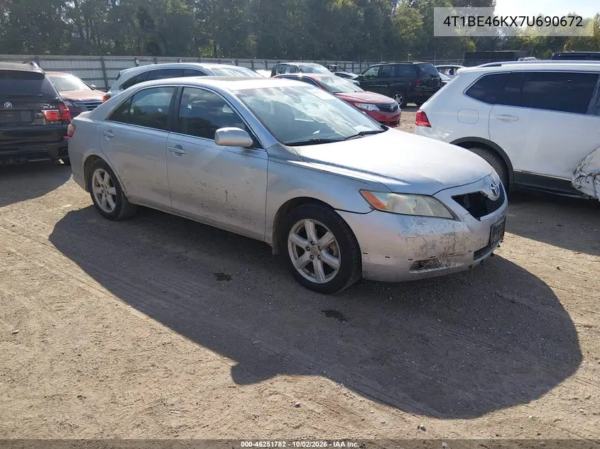 TOYOTA CAMRY 2007, VIN 4T1BE46KX7U690672