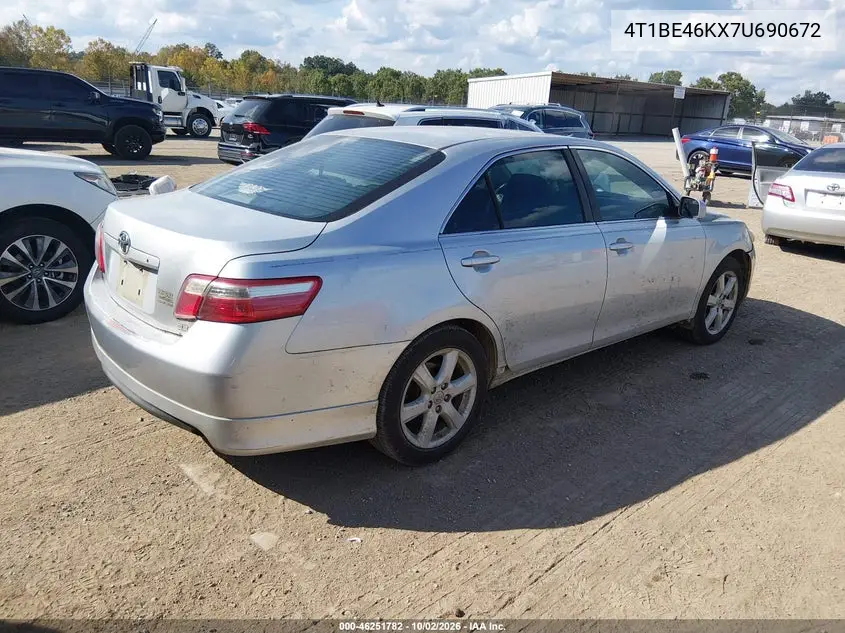 2007 TOYOTA CAMRY VIN 4T1BE46KX7U690672 — фото 4