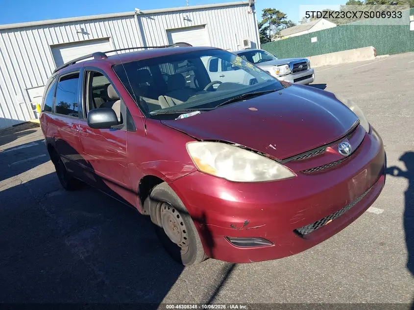 TOYOTA SIENNA 2007, VIN 5TDZK23CX7S006933