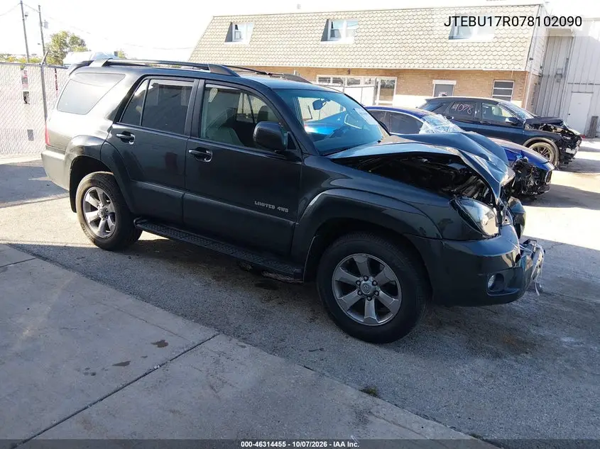 TOYOTA 4RUNNER 2007, VIN JTEBU17R078102090