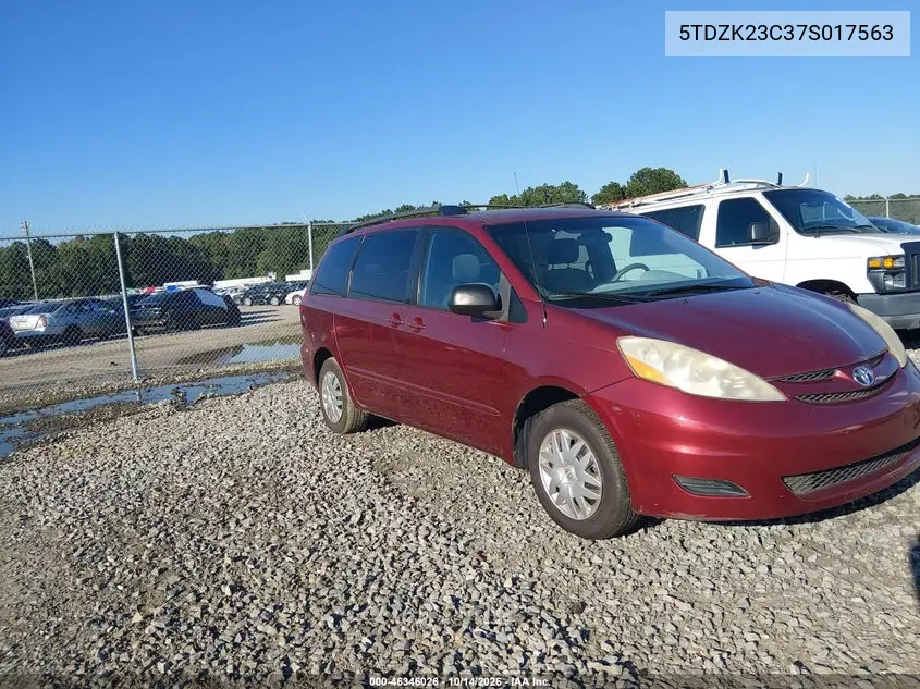 TOYOTA SIENNA 2007, VIN 5TDZK23C37S017563