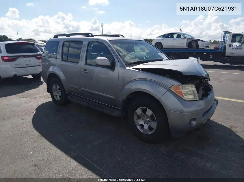 NISSAN PATHFINDER 2007, VIN 5N1AR18U07C621931