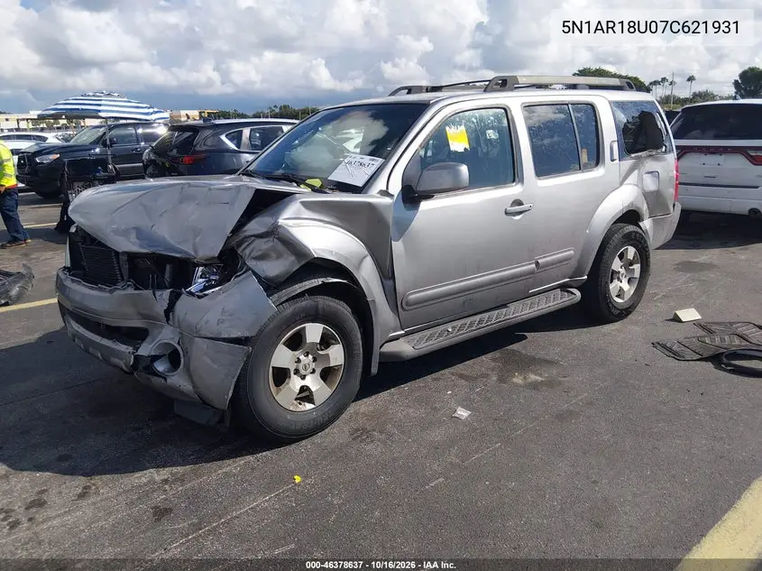 2007 NISSAN PATHFINDER VIN 5N1AR18U07C621931 — фото 2