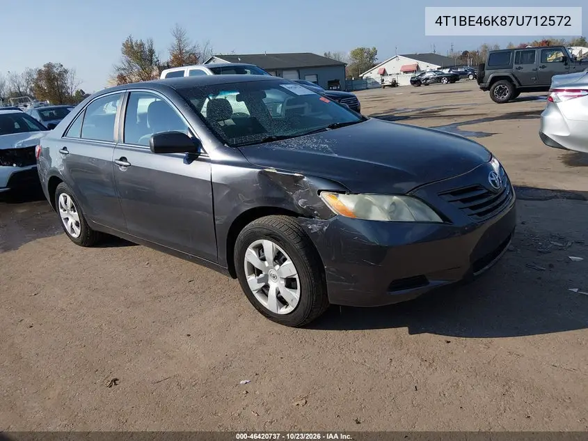 TOYOTA CAMRY 2007, VIN 4T1BE46K87U712572