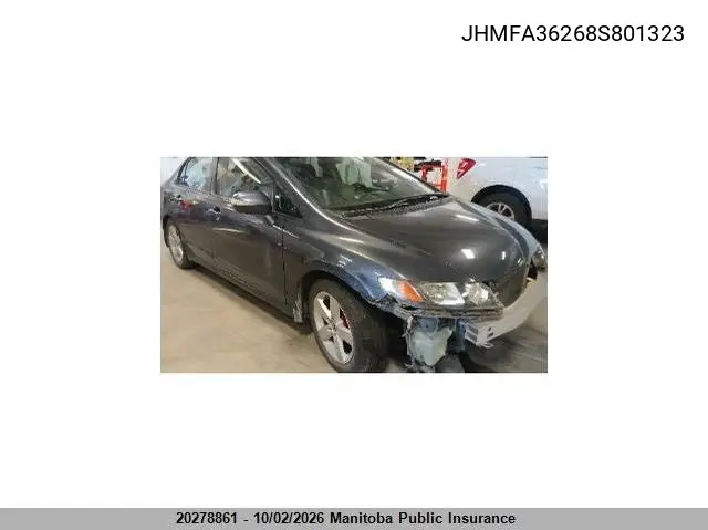 HONDA CIVIC 2008, VIN JHMFA36268S801323