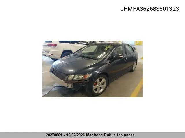 2008 HONDA CIVIC VIN JHMFA36268S801323 — фото 2