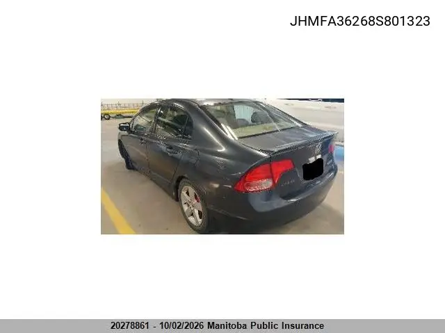2008 HONDA CIVIC VIN JHMFA36268S801323 — фото 3