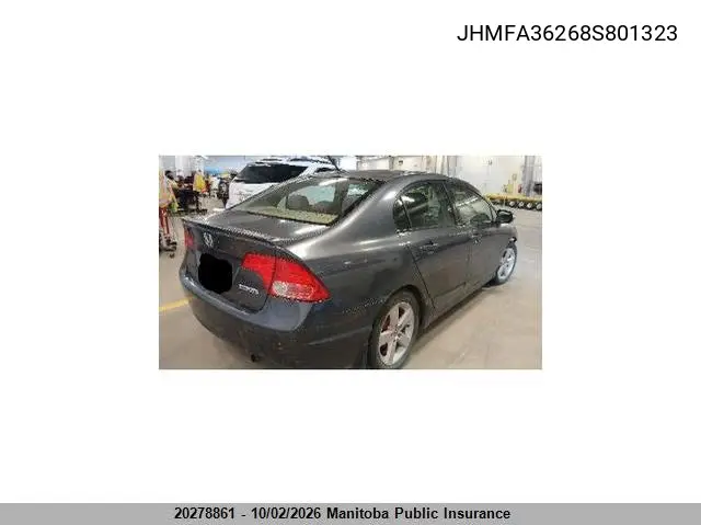 2008 HONDA CIVIC VIN JHMFA36268S801323 — фото 4