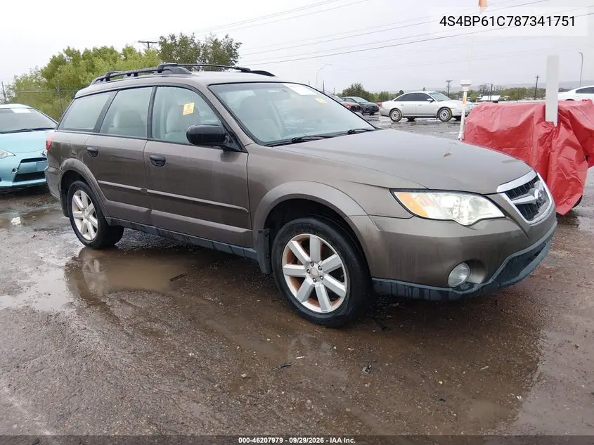SUBARU OUTBACK 2008, VIN 4S4BP61C787341751