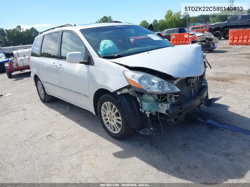TOYOTA SIENNA 2008, VIN 5TDZK22C58S140493