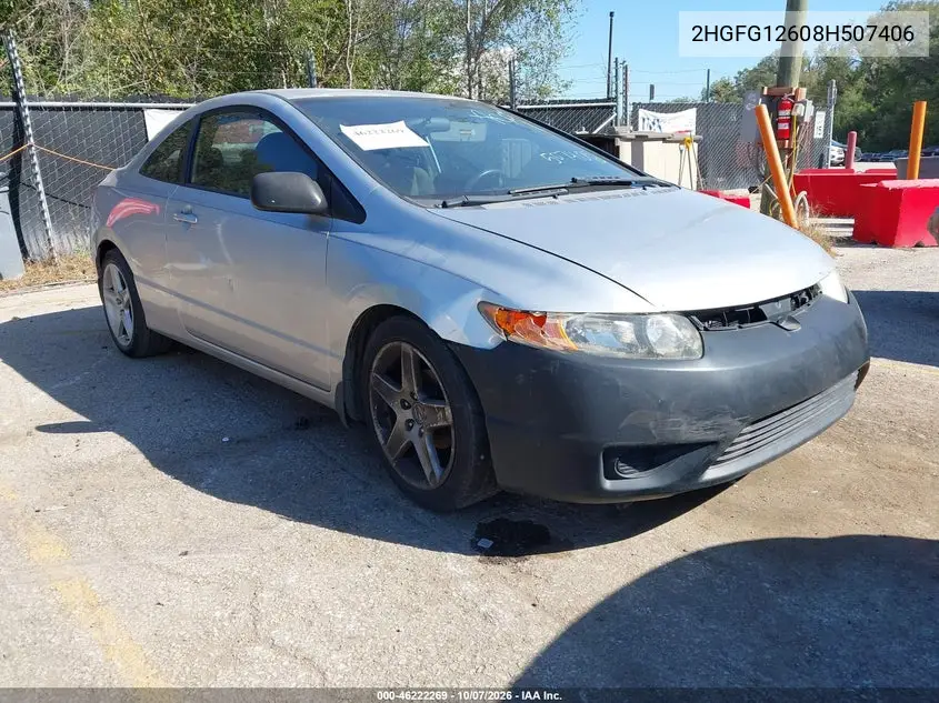 HONDA CIVIC 2008, VIN 2HGFG12608H507406