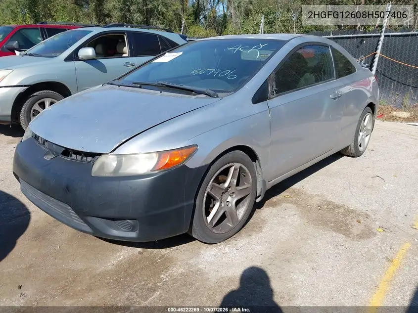 2008 HONDA CIVIC VIN 2HGFG12608H507406 — фото 2