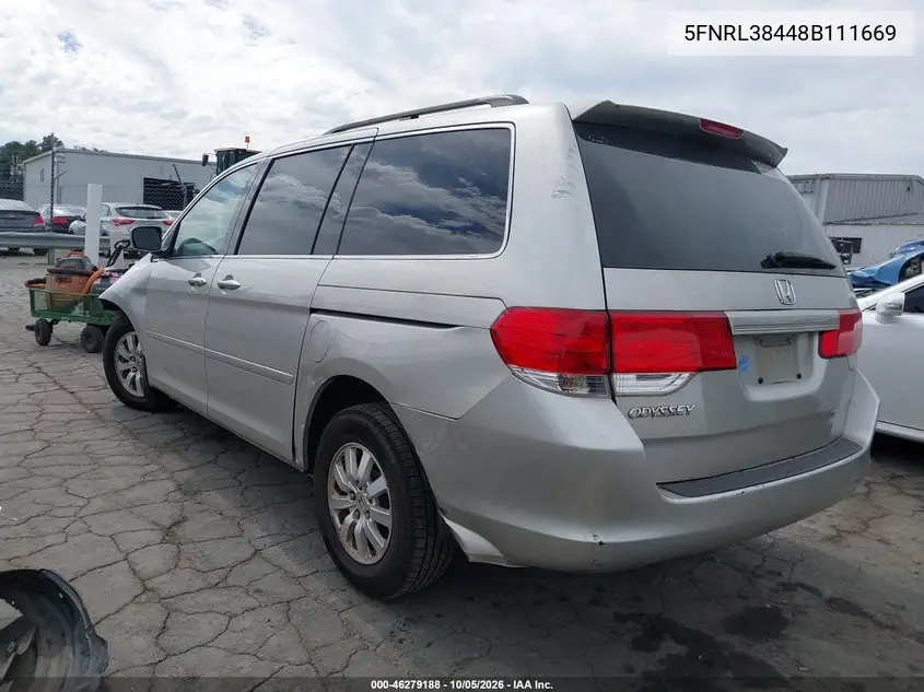 2008 HONDA ODYSSEY VIN 5FNRL38448B111669 — фото 3