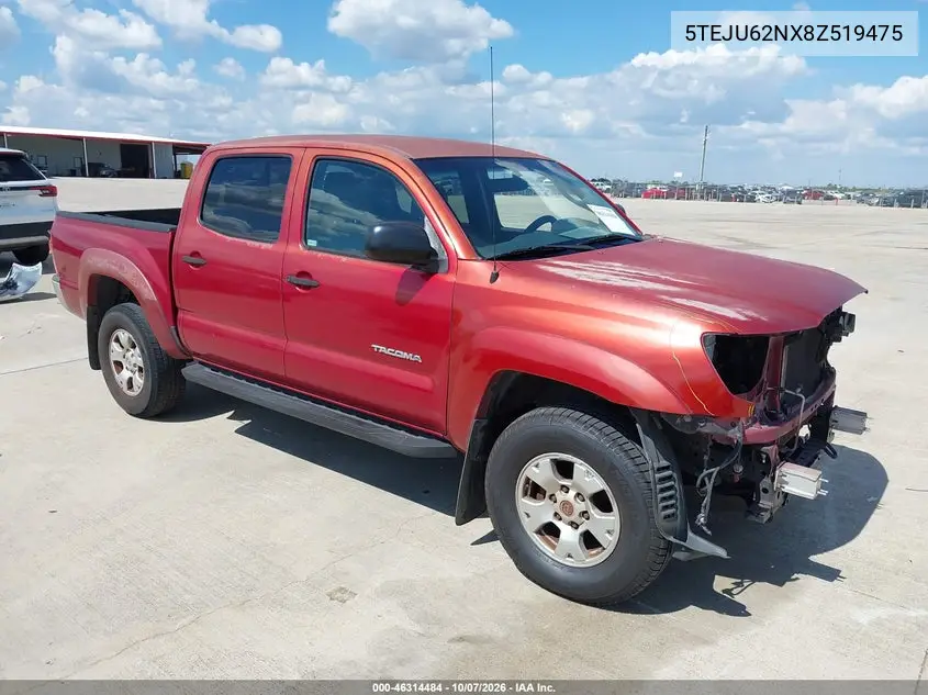 TOYOTA TACOMA 2008, VIN 5TEJU62NX8Z519475