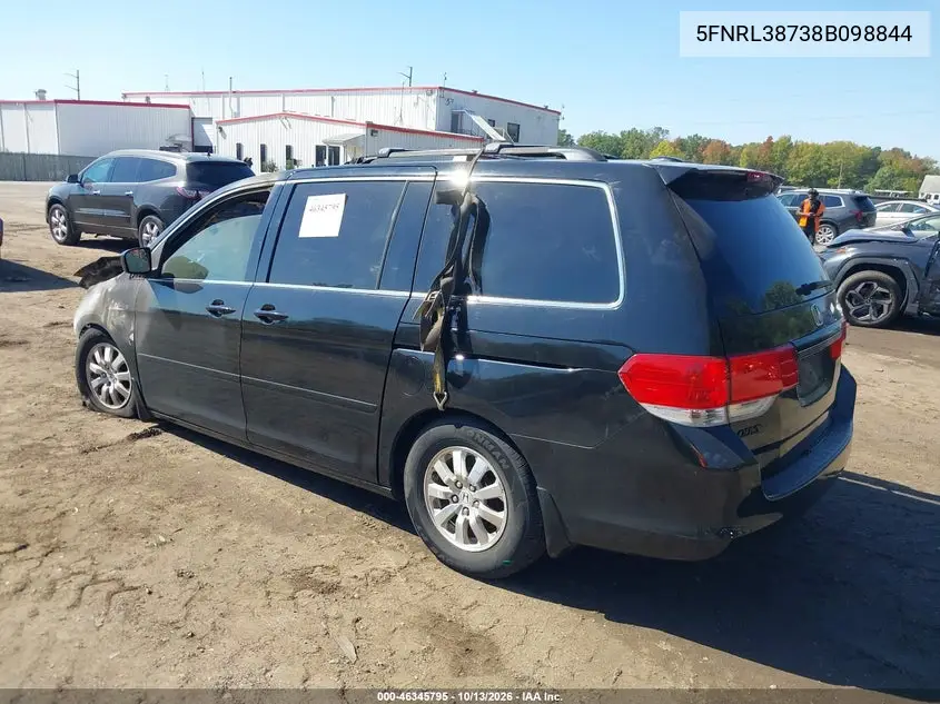 2008 HONDA ODYSSEY VIN 5FNRL38738B098844 — фото 3