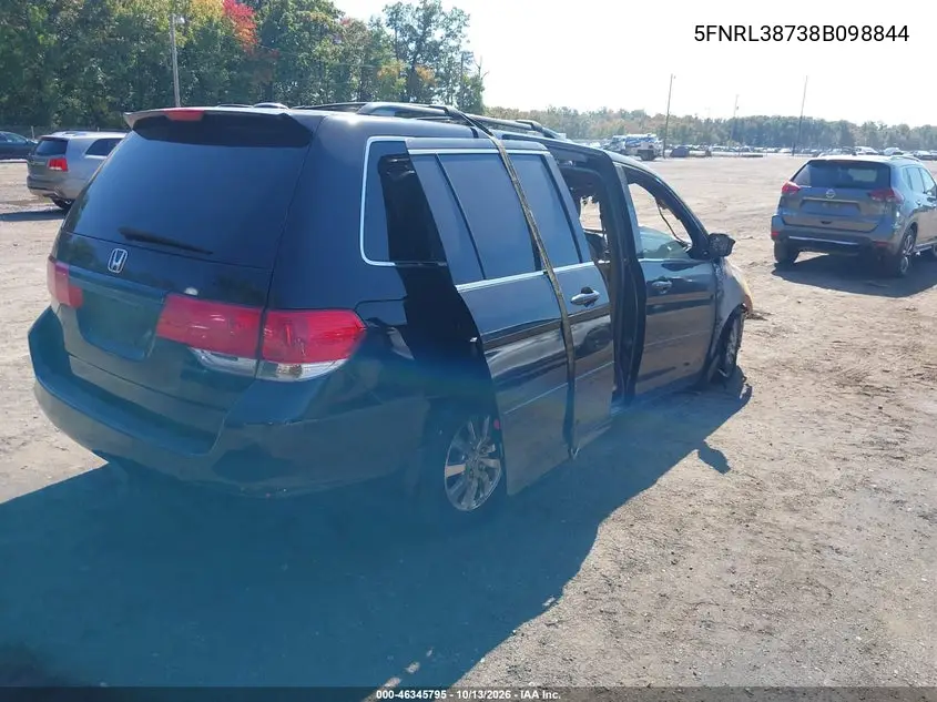 2008 HONDA ODYSSEY VIN 5FNRL38738B098844 — фото 4