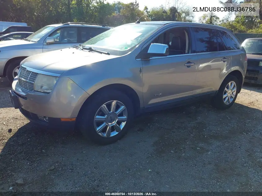 2008 LINCOLN MKX VIN 2LMDU88C08BJ36786 — фото 2