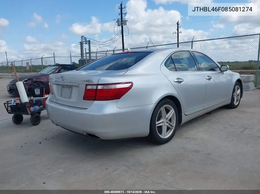 2008 LEXUS LS VIN JTHBL46F085081274 — фото 4