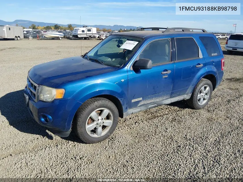 2008 FORD ESCAPE VIN 1FMCU93188KB98798 — фото 2