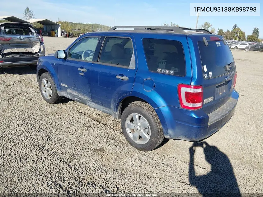 2008 FORD ESCAPE VIN 1FMCU93188KB98798 — фото 3