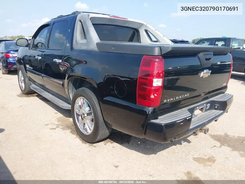 2009 CHEVROLET AVALANCHE VIN 3GNEC32079G170691 — фото 3