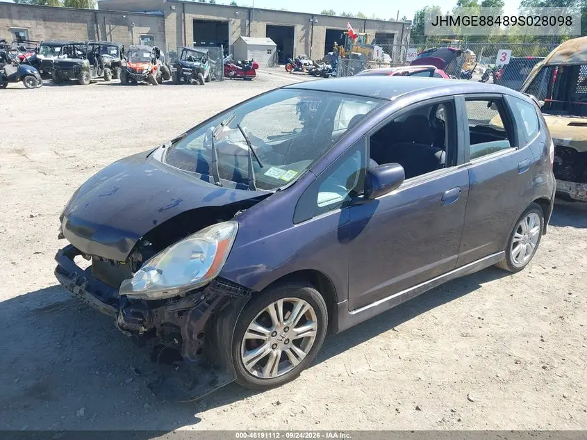 2009 HONDA FIT VIN JHMGE88489S028098 — фото 2