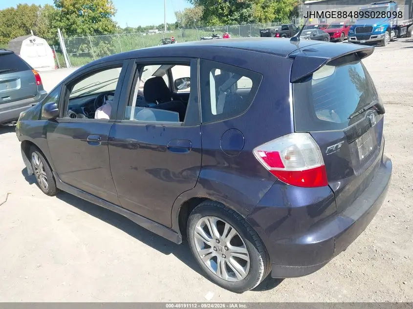 2009 HONDA FIT VIN JHMGE88489S028098 — фото 3